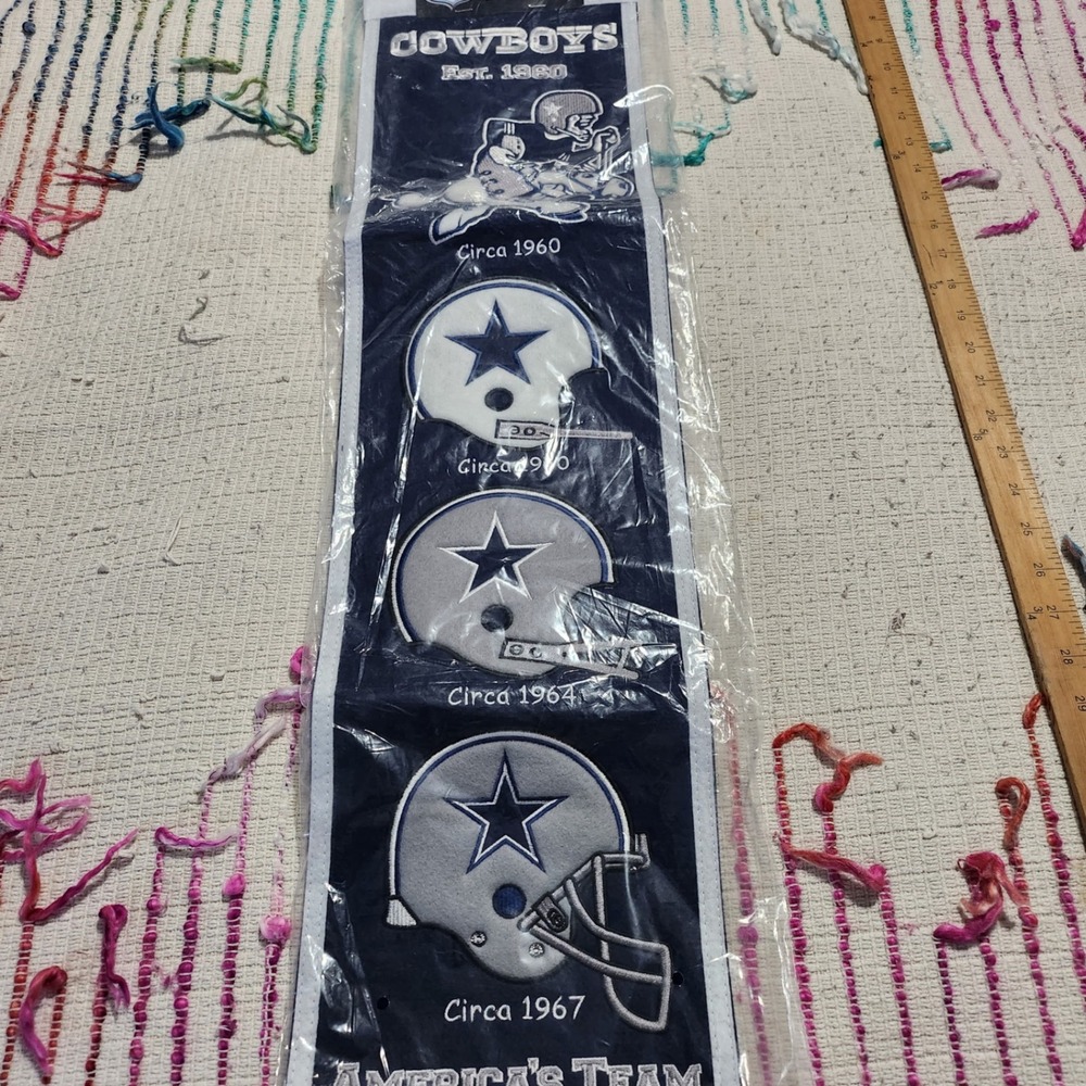 Dallas Cowboys NFL Heritage Banner Wool Blend Wall Decor Winning Streak 8x32 NEW